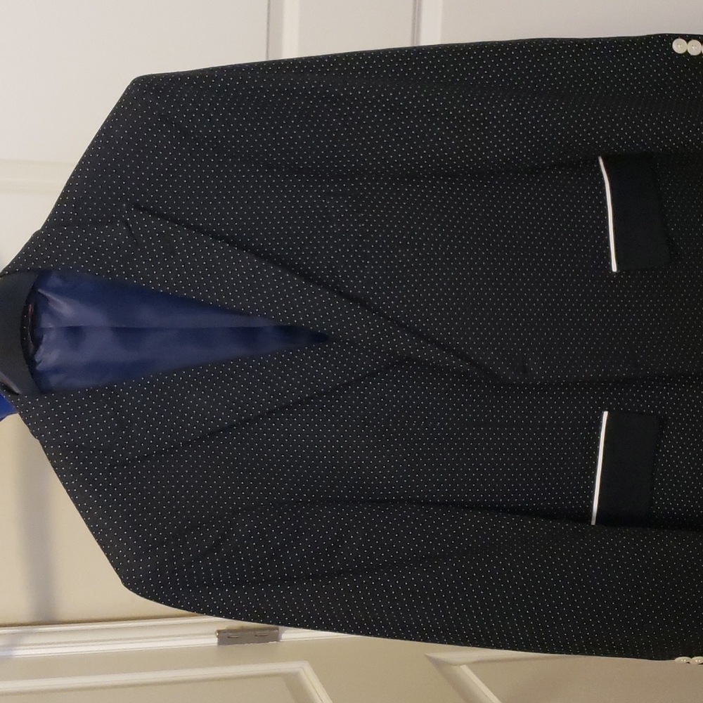 Linea Uomo Men's Rayon Linen Blend Navy Blue Jacket